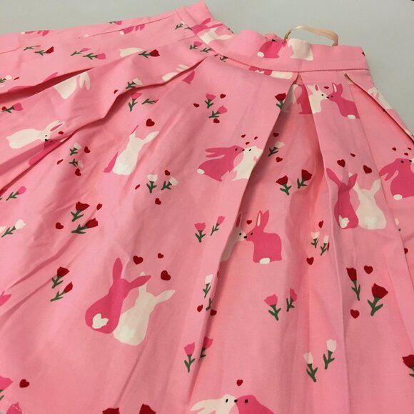 NWT Modcloth Collectif  Pink Mini Skirt Bunnies Skater Skirt (9) - Picture 13 of 13